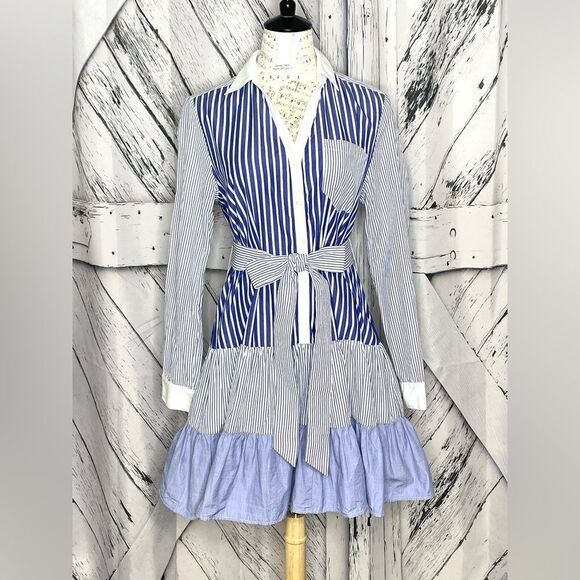 Roller Rabbit Striped Emory Dress Tiered M - Picture 1 of 9